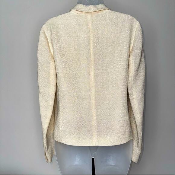 PRADA Women’s Cream Yellow Tweed Button Front Blazer Jacket with Pockets - Picture 7 of 14